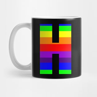 The Letter H in Rainbow Stripes Mug